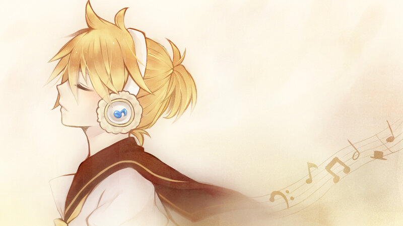 Blonde Anime Character — Yellow, Serene, Headphones