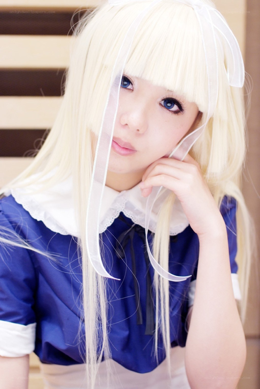 blonde anime cosplay portrait