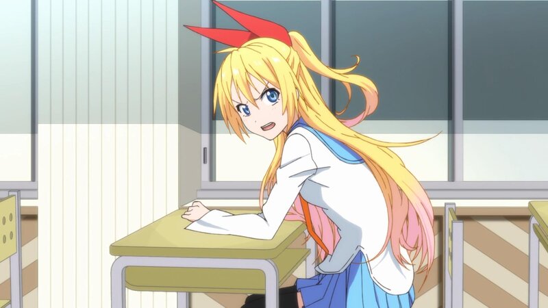 Blonde Anime Girl at Desk — Yellow, Neutral