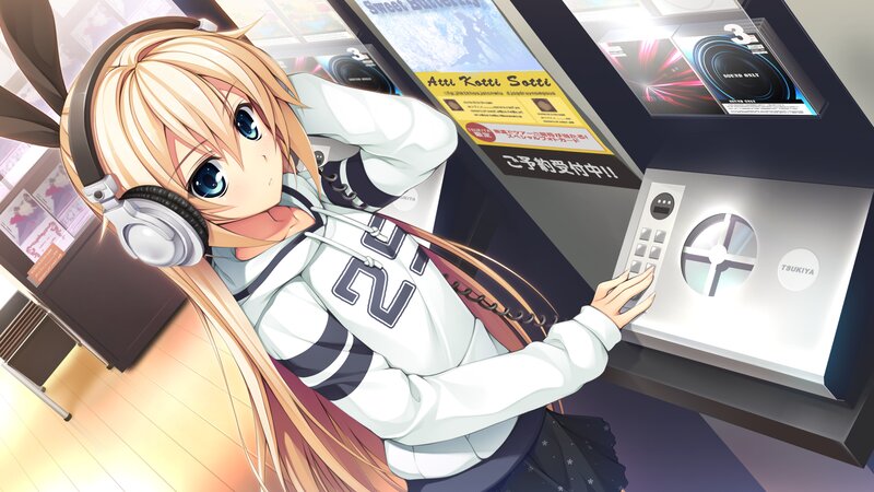Blonde Anime Girl at Kiosk