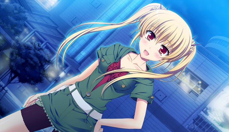 blonde anime girl at night