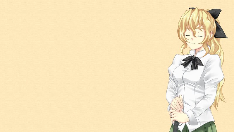Blonde Anime Girl — Beige, Calm, White Shirt