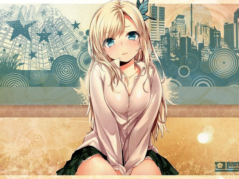 Blonde Anime Girl — Beige, Dreamy