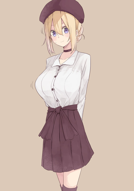 Blonde Anime Girl — Beige, Neutral, Beret