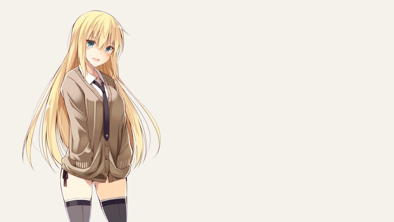 Blonde Anime Girl — Beige, Neutral, School Uniform, Cardigan