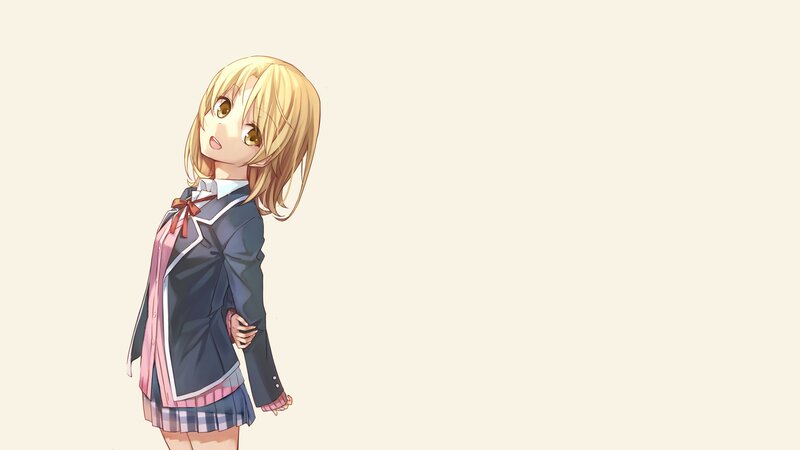 Blonde Anime Girl — Beige, Neutral, School Uniform