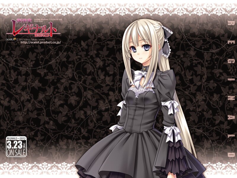 Blonde Anime Girl — Black, Calm, Dress, Lace