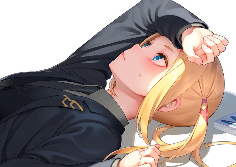 Blonde Anime Girl — Black, Calm, School Uniform