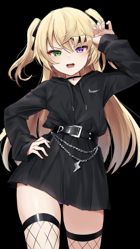 Blonde Anime Girl — Black, Confident, Hoodie