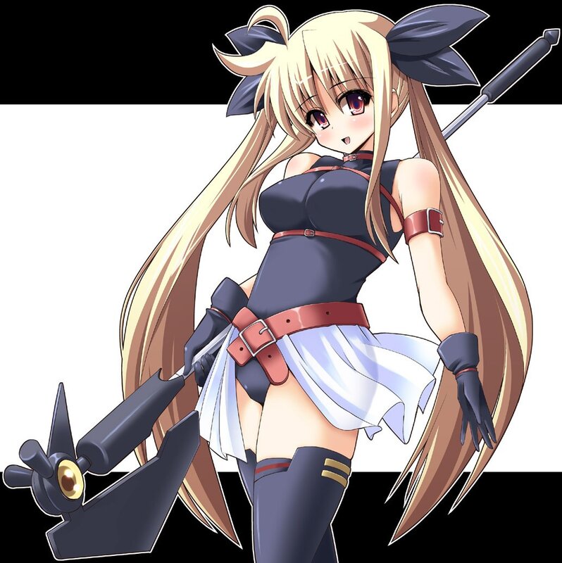 Blonde Anime Girl — Black, Confident, Sword