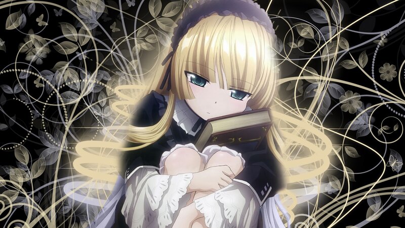 Blonde Anime Girl — Black, Dramatic, Book