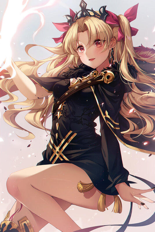 Blonde Anime Girl — Black, Dramatic, Digital Art, Sword