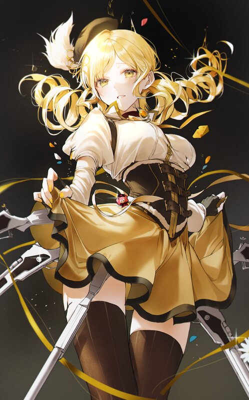 Blonde Anime Girl — Black, Dramatic, Digital Art, Weapons