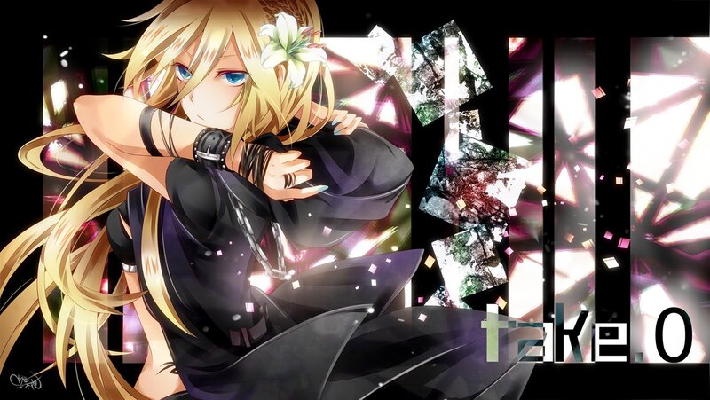 Blonde Anime Girl — Black, Dramatic, Flower