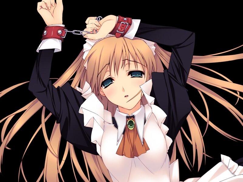 Blonde Anime Girl — Black, Dramatic, Handcuffs