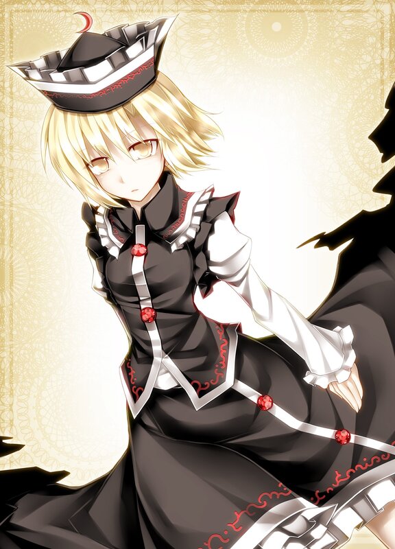 Blonde Anime Girl — Black, Dramatic, Hat, Dress