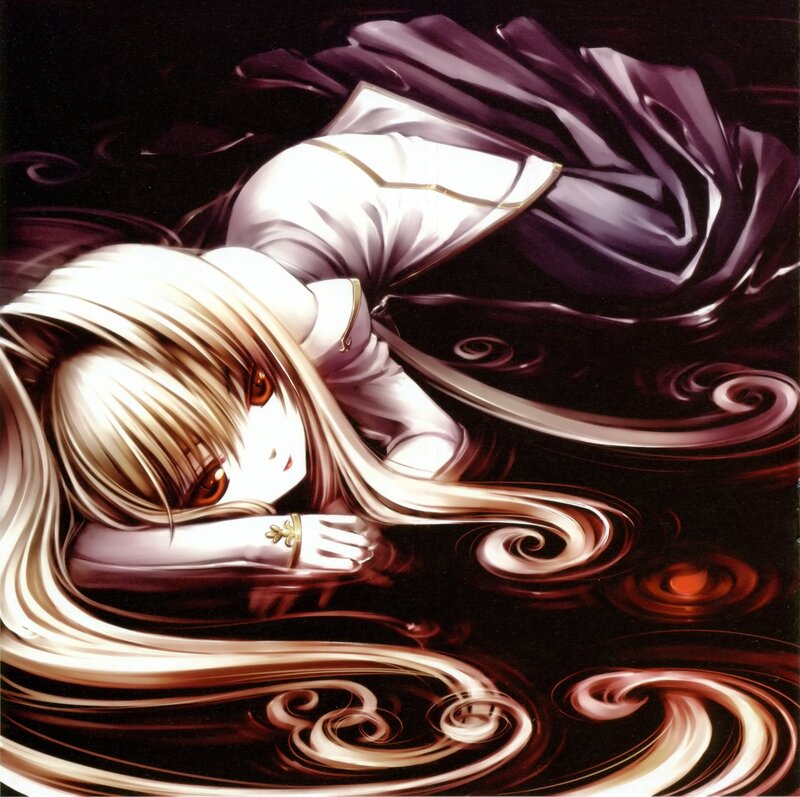 Blonde Anime Girl — Black, Dramatic, Long Hair