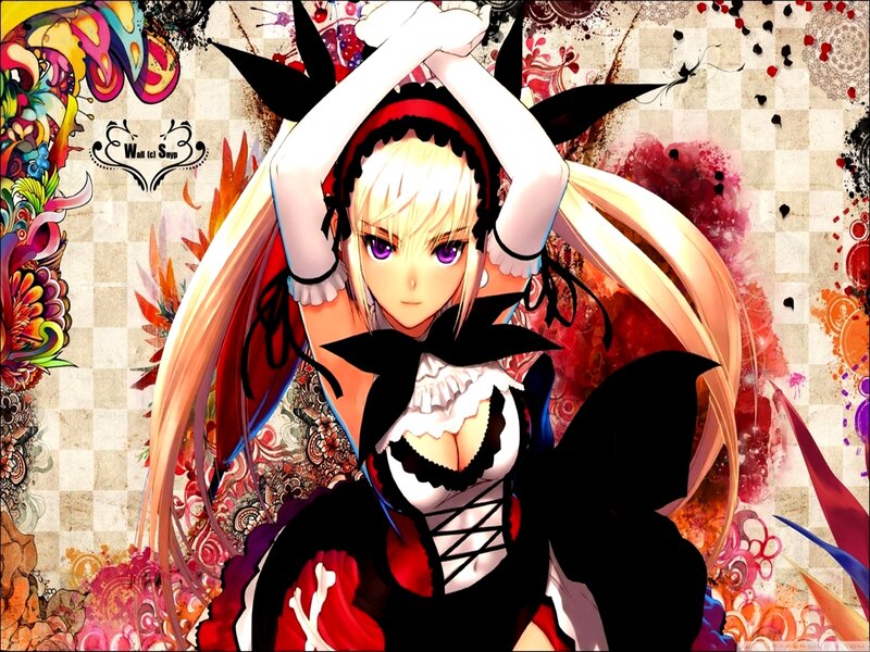 Blonde Anime Girl — Black, Dramatic, Maid Outfit