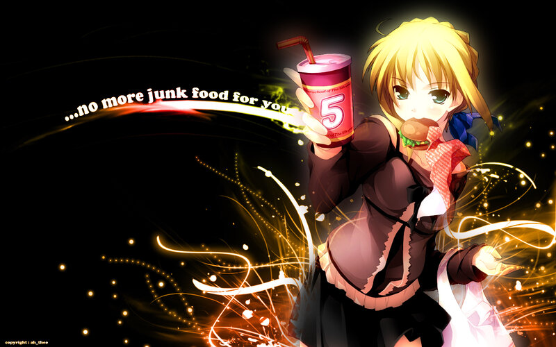 Blonde Anime Girl — Black, Dramatic, Night, Burger