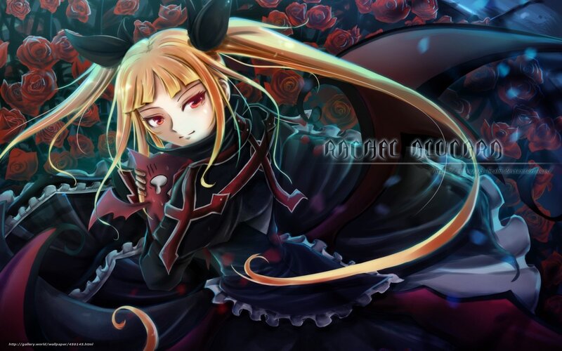 Blonde Anime Girl — Black, Dramatic, Night, Digital Art