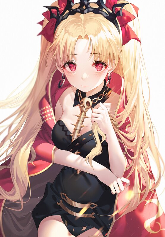 Blonde Anime Girl — Black, Dramatic, Skull Necklace
