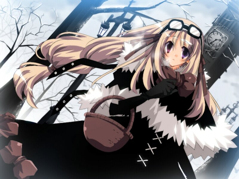 Blonde Anime Girl — Black, Dramatic, Winter
