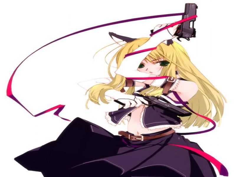 Blonde Anime Girl — Black, Dynamic, Gun