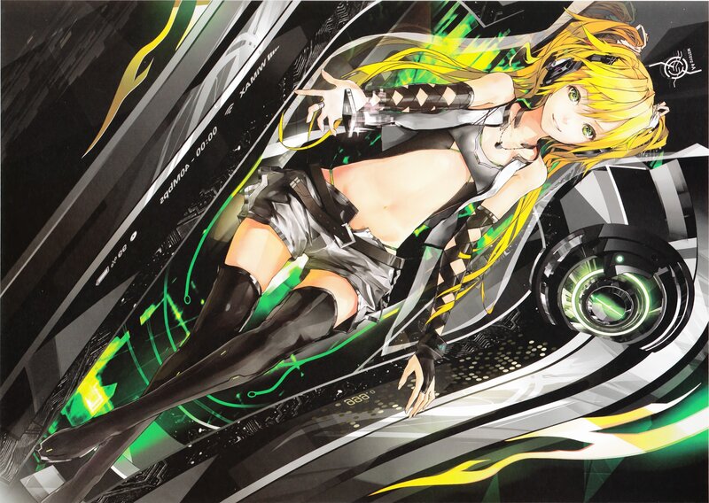 Blonde Anime Girl — Black, Dynamic, Headphones
