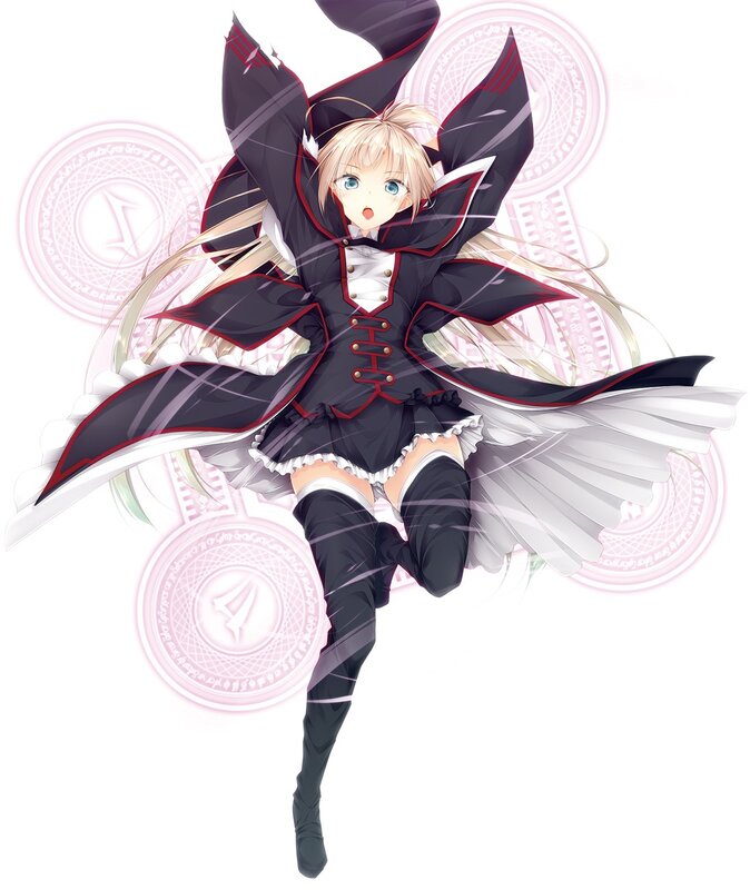 Blonde Anime Girl — Black, Dynamic, Magic Circles