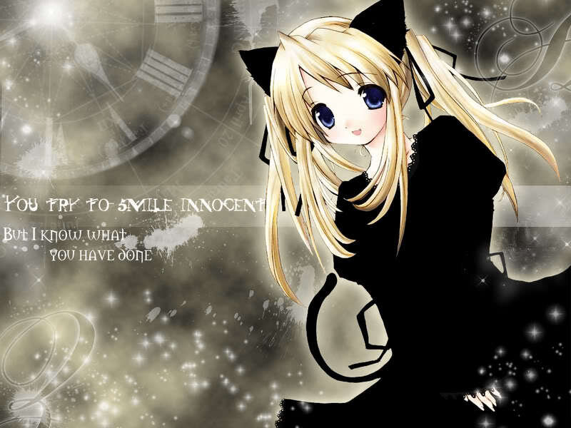 Blonde Anime Girl — Black, Mysterious