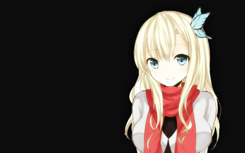 Blonde Anime Girl — Black, Neutral, Scarf