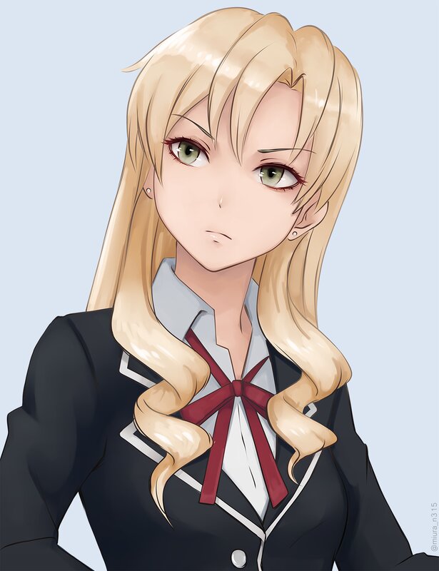 Blonde Anime Girl — Black, Neutral, School Uniform