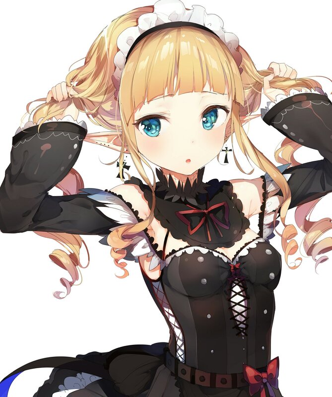 Blonde Anime Girl — Black, Playful, Blue Eyes