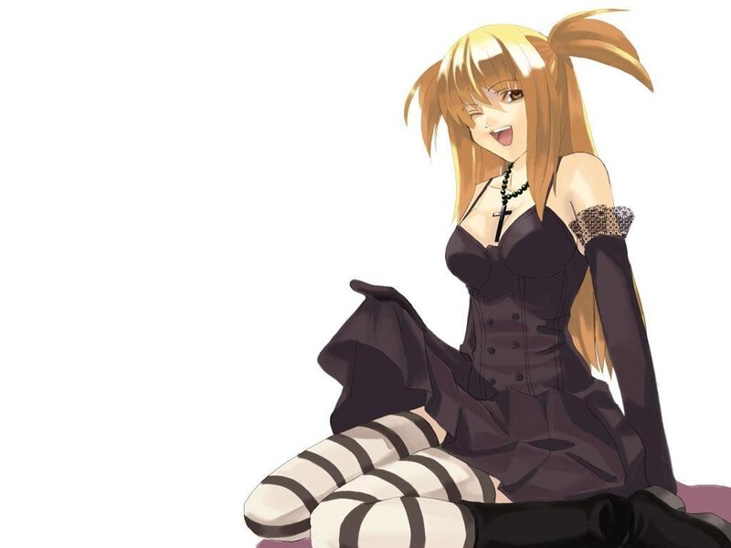 Blonde Anime Girl — Black, Playful, Dress