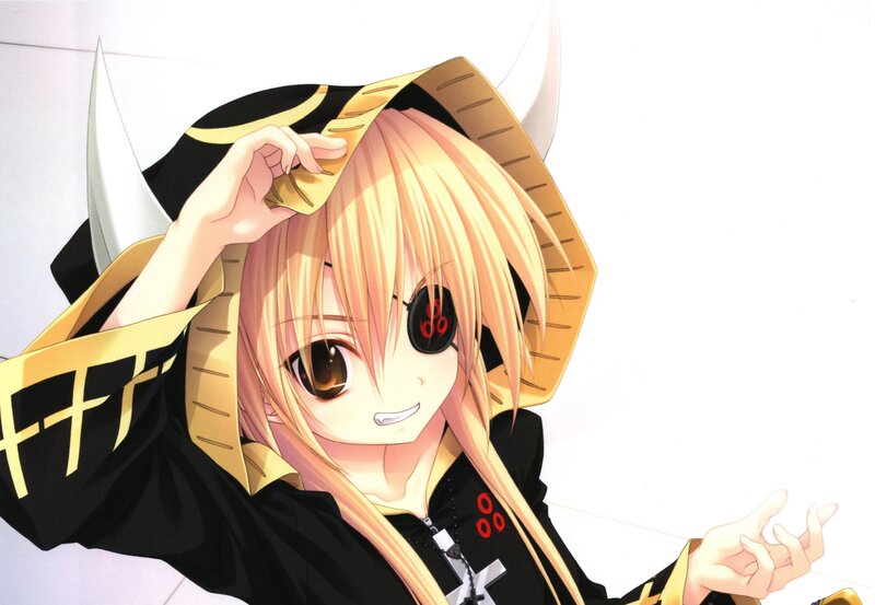 Blonde Anime Girl — Black, Playful, Eye Patch