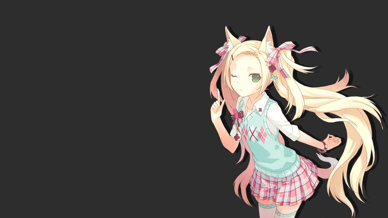 Blonde Anime Girl — Black, Playful, Fox Ears
