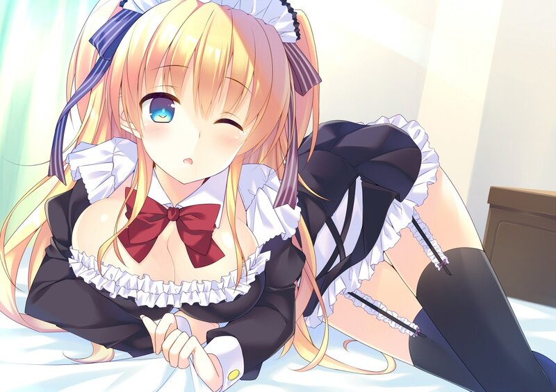 Blonde Anime Girl — Black, Playful, Morning