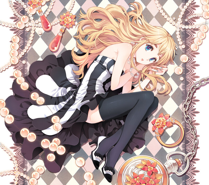 Blonde Anime Girl — Black, Playful