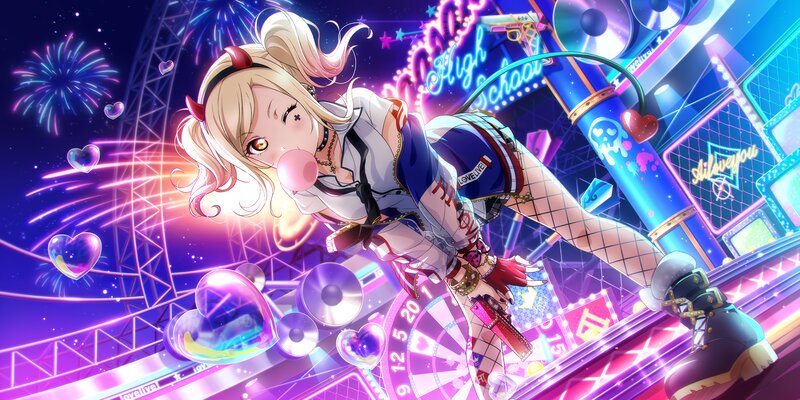 Blonde Anime Girl Blowing Bubble