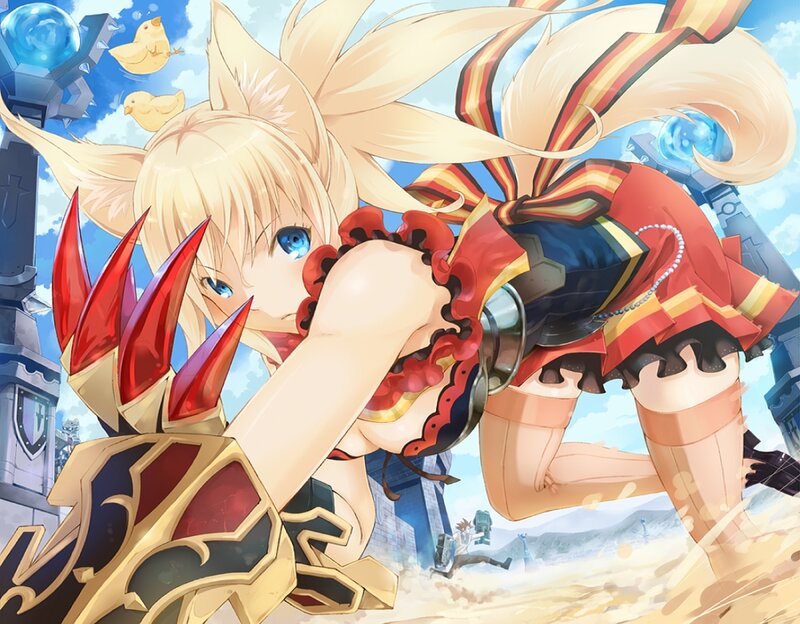 Blonde Anime Girl — Blue, Action