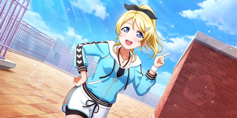 Blonde Anime Girl — Blue, Bright, Cheerful, Afternoon, Sky, Building