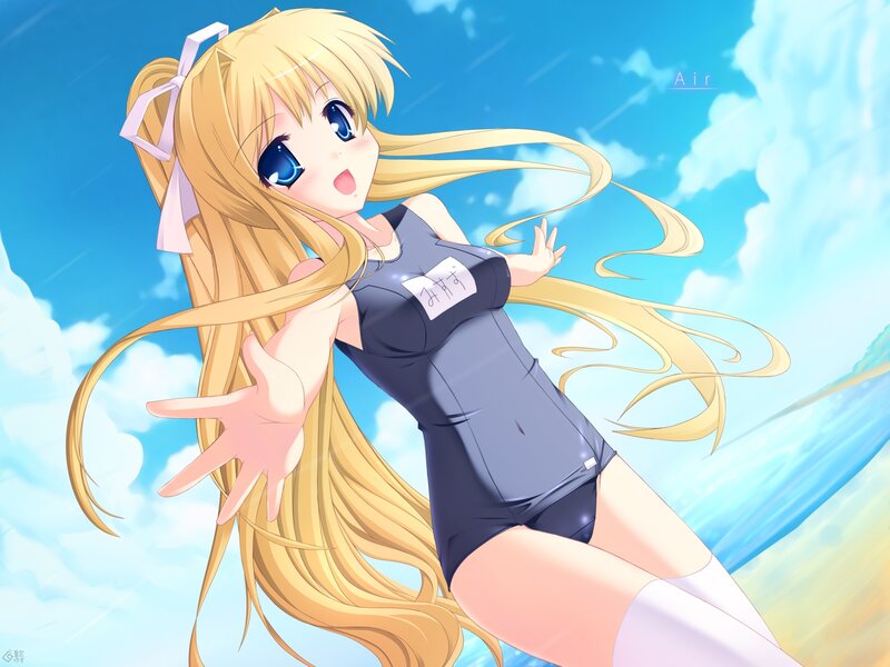 Blonde Anime Girl — Blue, Bright, Cheerful
