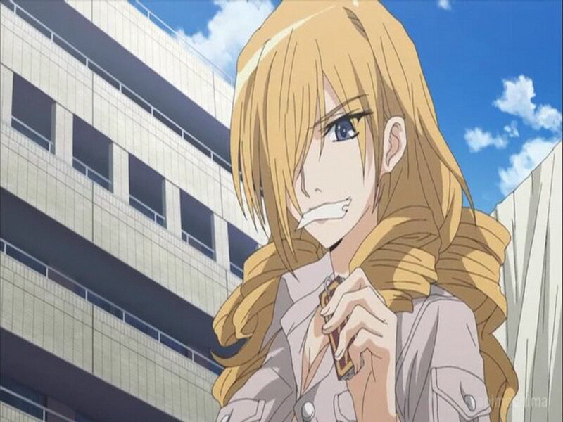 Blonde Anime Girl — Blue, Calm, Afternoon, Building