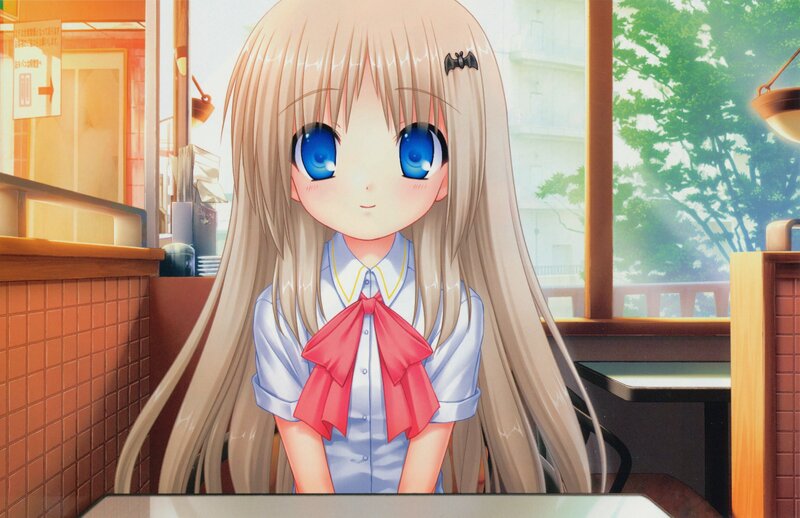 Blonde Anime Girl — Blue, Calm, Afternoon, School Uniform, Window