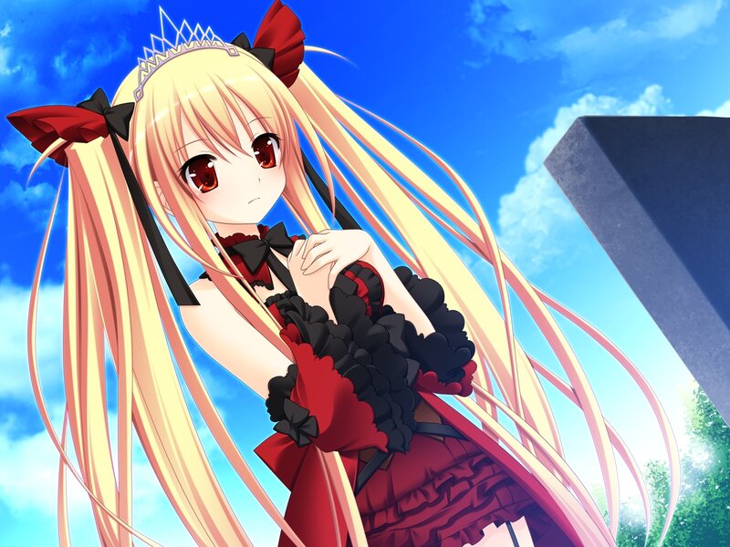 Blonde Anime Girl — Blue, Calm, Afternoon, Twin Tails