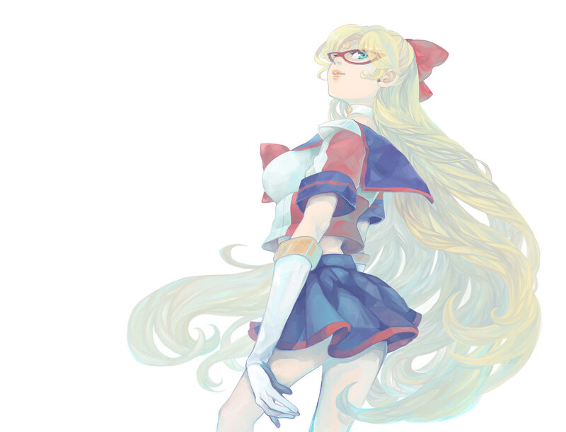Blonde Anime Girl — Blue, Calm, Glasses