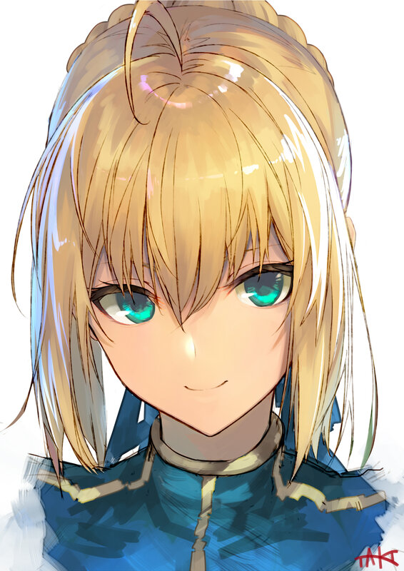 Blonde Anime Girl — Blue, Calm, Green Eyes