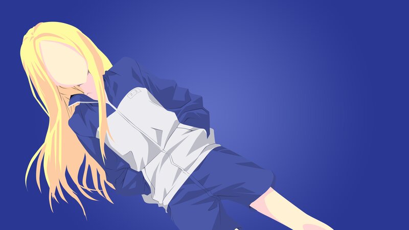 Blonde Anime Girl — Blue, Calm, Long Hair, Jacket