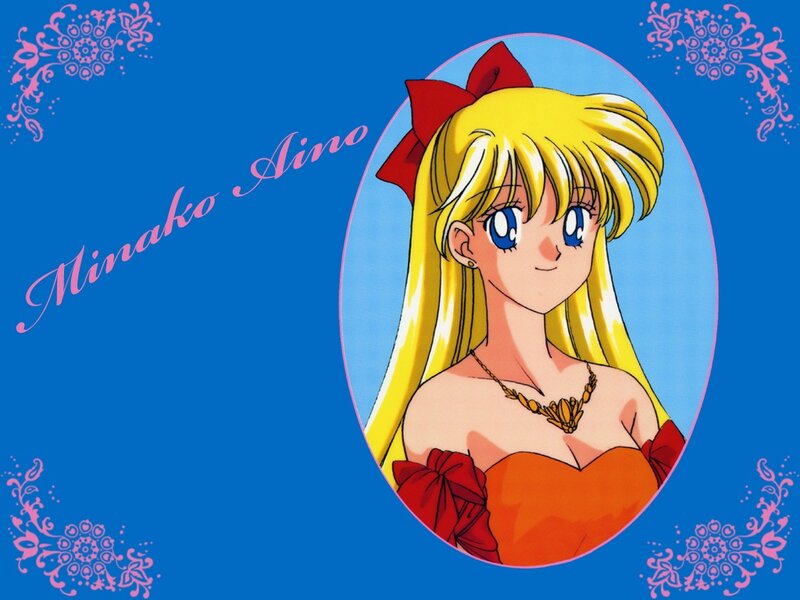 Blonde Anime Girl — Blue, Calm, Red Bow