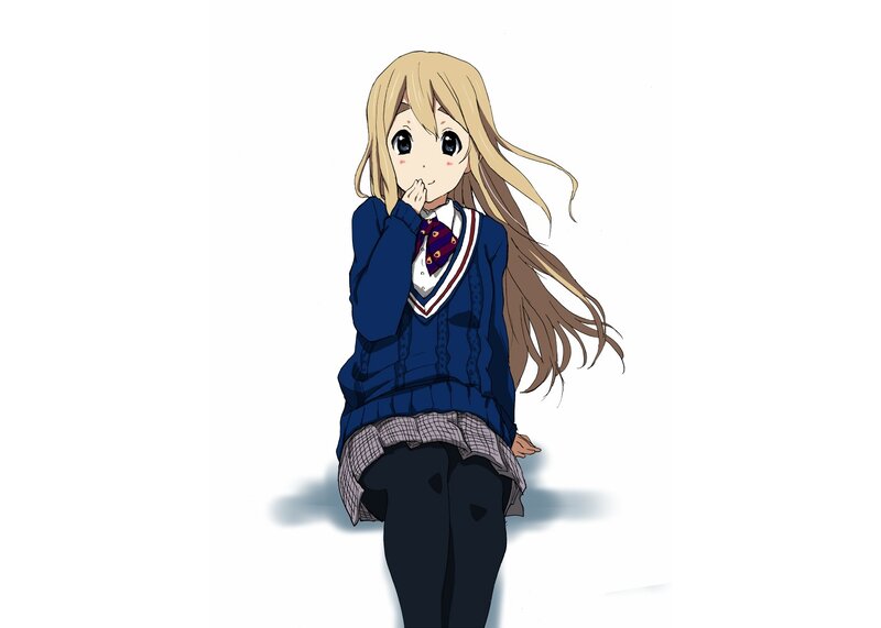 Blonde Anime Girl — Blue, Calm, School Uniform, Sweater